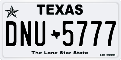TX license plate DNU5777