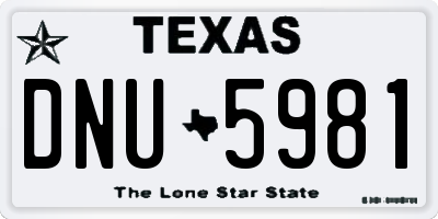 TX license plate DNU5981