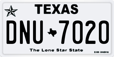 TX license plate DNU7020
