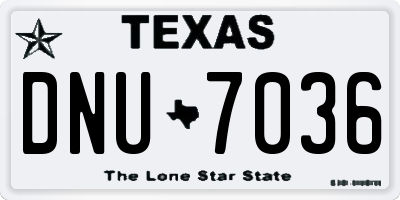 TX license plate DNU7036