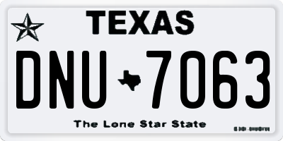 TX license plate DNU7063