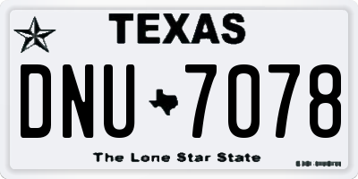 TX license plate DNU7078