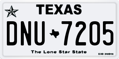 TX license plate DNU7205