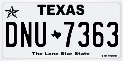 TX license plate DNU7363