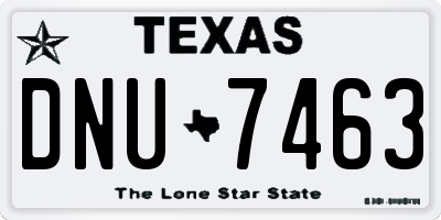 TX license plate DNU7463