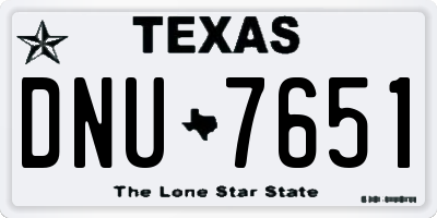 TX license plate DNU7651