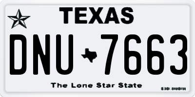TX license plate DNU7663