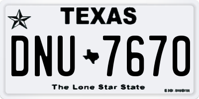 TX license plate DNU7670