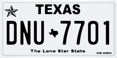 TX license plate DNU7701