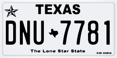 TX license plate DNU7781