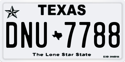 TX license plate DNU7788