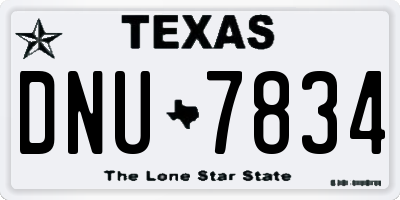 TX license plate DNU7834