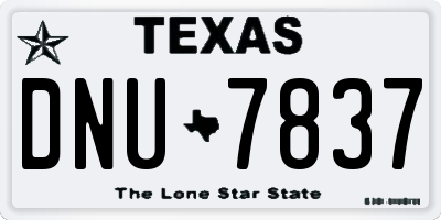 TX license plate DNU7837