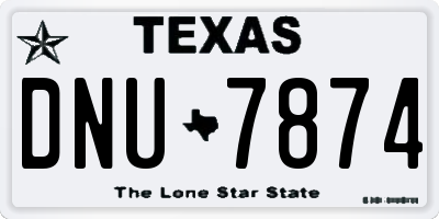 TX license plate DNU7874