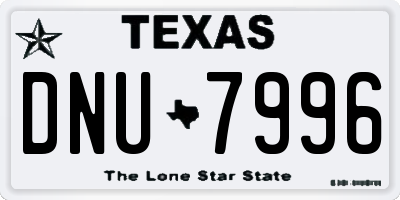 TX license plate DNU7996