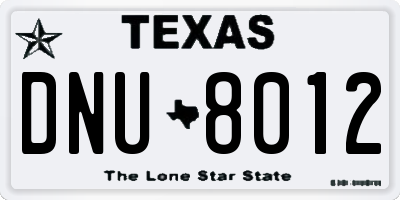 TX license plate DNU8012