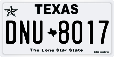 TX license plate DNU8017