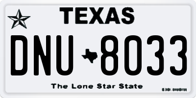 TX license plate DNU8033