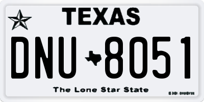 TX license plate DNU8051