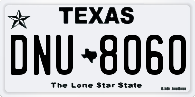 TX license plate DNU8060