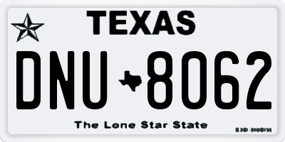 TX license plate DNU8062