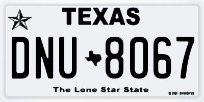 TX license plate DNU8067
