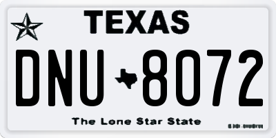 TX license plate DNU8072