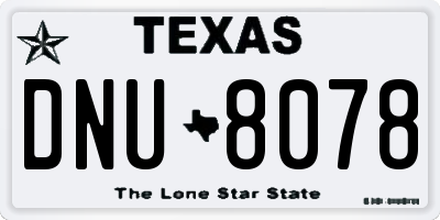 TX license plate DNU8078