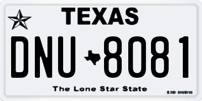 TX license plate DNU8081