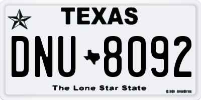 TX license plate DNU8092
