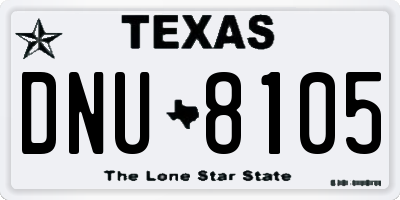 TX license plate DNU8105