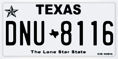TX license plate DNU8116
