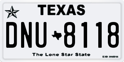 TX license plate DNU8118