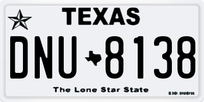 TX license plate DNU8138