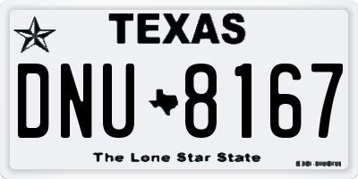 TX license plate DNU8167