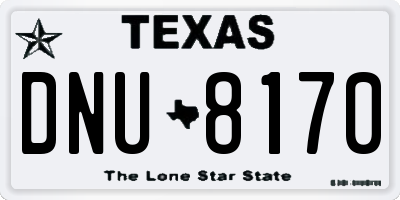 TX license plate DNU8170