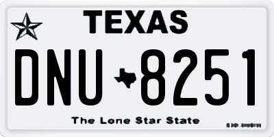 TX license plate DNU8251