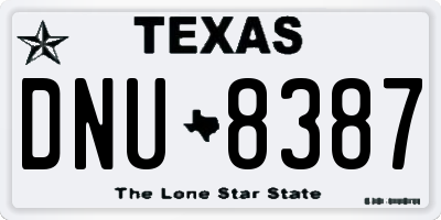 TX license plate DNU8387