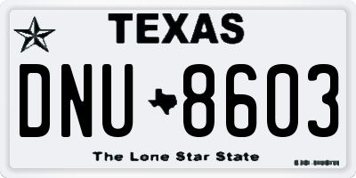 TX license plate DNU8603