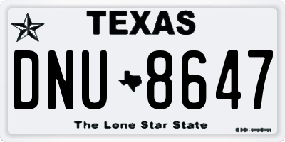 TX license plate DNU8647