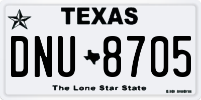 TX license plate DNU8705