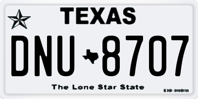 TX license plate DNU8707