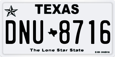 TX license plate DNU8716