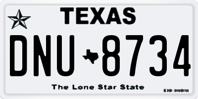 TX license plate DNU8734