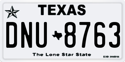 TX license plate DNU8763