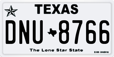 TX license plate DNU8766