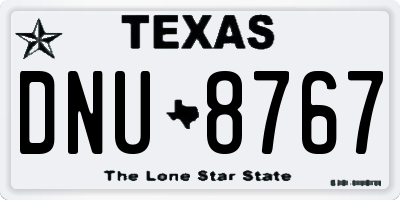 TX license plate DNU8767