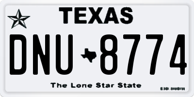 TX license plate DNU8774