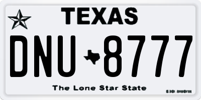 TX license plate DNU8777