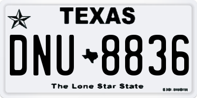 TX license plate DNU8836